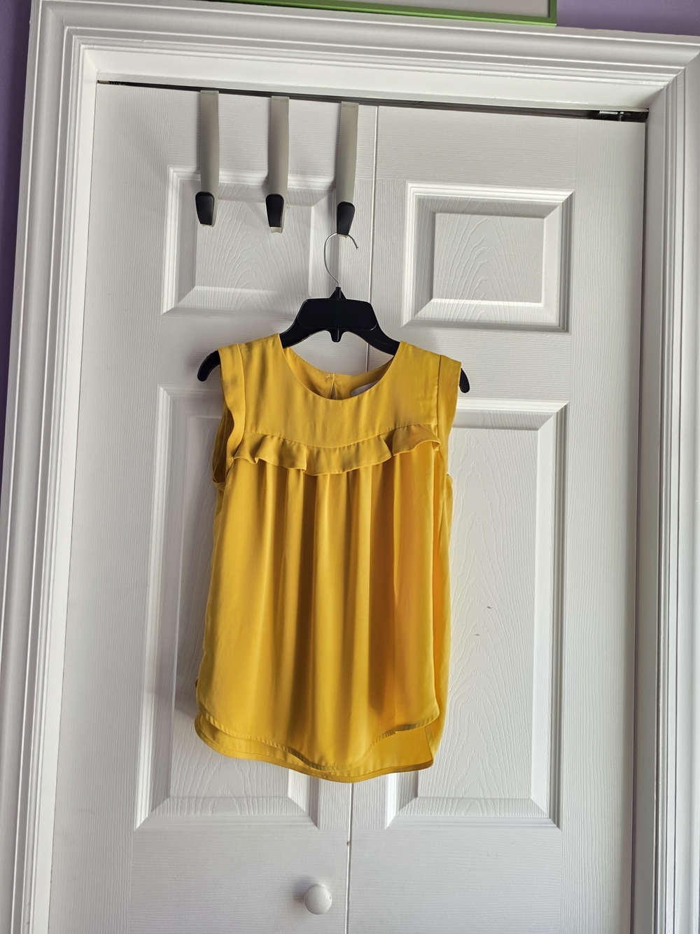 LOFT Yellow Ruffle Front Sleeveless Blouse Size XXSP